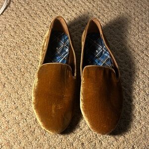 Birdies yellow gold velvet loafers
